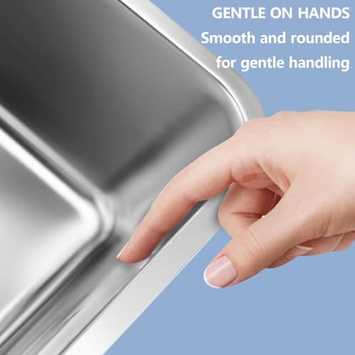 Kattenbak kattenbak, roestvrijstalen kattenbak, grote kattenbak, 49,5 cm L x 34,3 cm B x 15,2 cm H, absorbeert nooit geuren, roestvrij, plakt niet glad oppervlak - Afbeelding 6