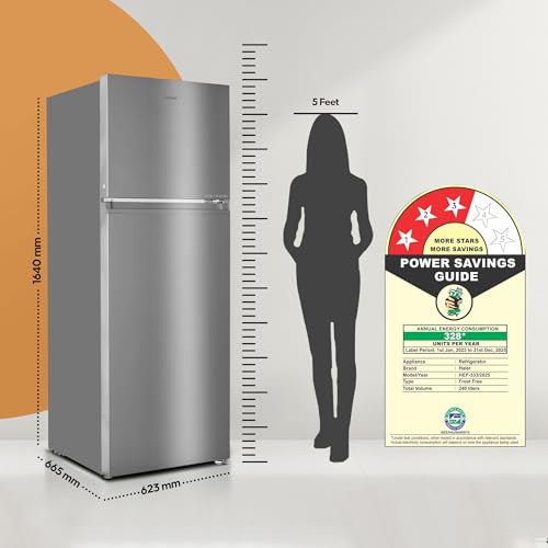 Image of Haier 328 L 3 Star Frost Free Top Mount Double Door Refrigerator | Convertible 10-in-1 | Triple Inverter & Fan Motor Technology | Twist Ice Maker (HEF-333TS-P, Inox Steel)