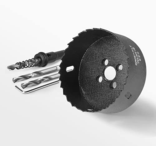 Image of 3-1 /8 Inch Hole Saw with 3 /8 inch Triangle Shank Quick Change Arbor, JTemgle Bi-Metal Hole Saw Heavy Duty Hole Cutting Tool for Cornhole Boards, Recessed Lights, Wood, Plastic, Drywall & Soft Metal