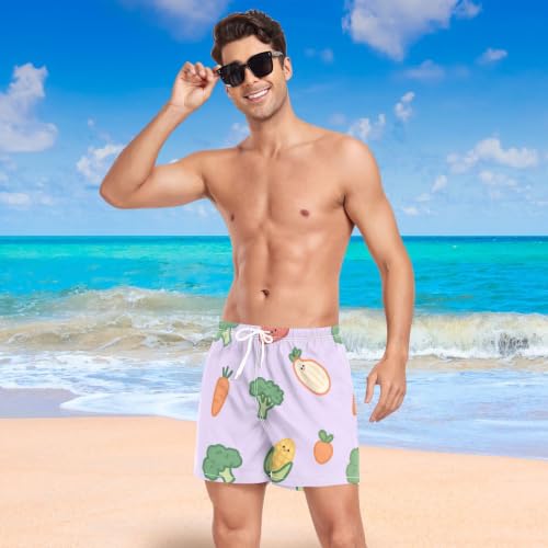 Bañador de secado rápido para hombre con dibujos de verduras moradas 7