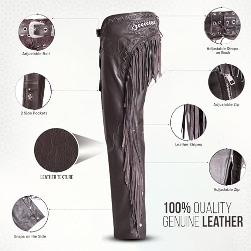 Aberturas de couro Assless para homens e mulheres – Couro bovino de flor integral premium Western Co