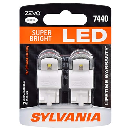 SYLVANIA - 7440 T20 ZEVO LED White Bulb - Bright LED Bulb, Ideal for Daytime Running Lights (DRL) and Back-Up/Reverse Lights (Contains 2 Bulbs)