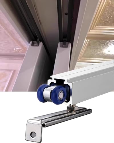 Kit de porte coulissante pour armoire avec double rail de 2,5 m et poulie de guidage