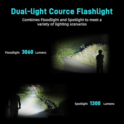Image of LOOP GEAR SK05 PRO EDC Flashlight 4360 Lumens, 8000mAh Rechargeable LED Flashlight & PowerBank, 3-in-1 Lighting Modes (Flood /Spot /Side Light) for Camping, Hiking, Emergency,Outdoor (Aluminum Gray)