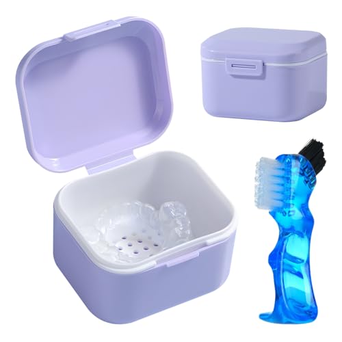 GmeDhc Boîte de Dentier avec Passoire, Boîtes pour Prothèses Dentaires avec Brosse à Dents, Boîte de Retenue Orthodontique, pour Stockage et Trempage Des...