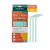 ECO SOUL 100% Compostable Straws [100 Count][8.25"] Eco-Friendly Biodegradable Sustainable Disposabl