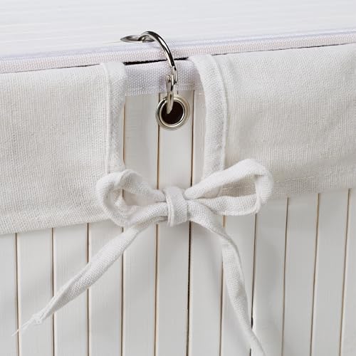Miniatura 9 de Relaxdays Cesto De Ropa Sucia Con Tapa En Bambú, Plegable, 80 L, 60x40x30 Cm, Blanco