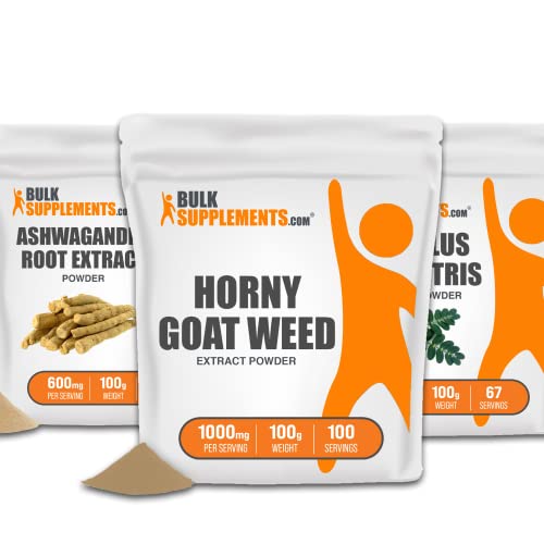 Bulksupplements.com Horny Goat Weed Powder, 500G With Ashwagandha Root Extract Powder,500G & Tribulus Terrestris Extract Powder, 100G Bundle #TOP5