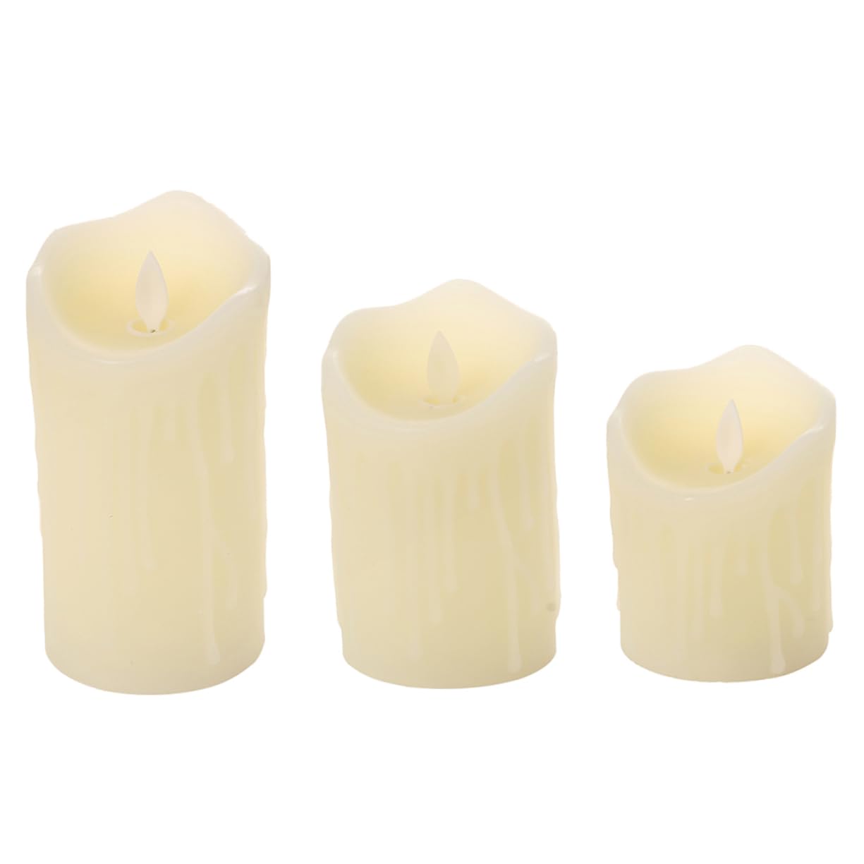Velas LED con efecto llama titilante juego de 3 lámparas a pilas 8