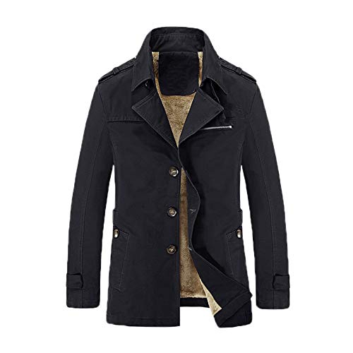 WSLCN Casaco Masculino Trench Coat Clássico Leve Corta Vento Casual Casaco de pelúcia Outono e Inver