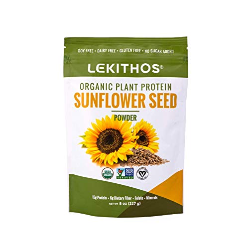 Lekithos Organic Sunflower Seed Protein Powder | 15g Protein Per Serving | High in Folate, Magnesium + Potassium | 8oz | High Fiber | Single Ingredient | Plant-Based, Vegan, Non-GMO, No Added Sugar