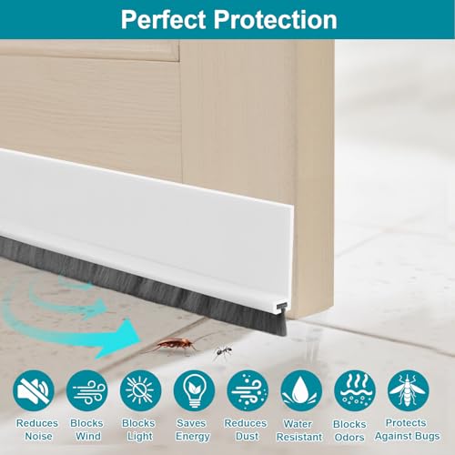 2M Türdichtung Zugluftstopper für Türen, ELEPRUC Tür Dichtungsband Selbstklebend mit Bürste, Zugluftstopper Dichtungsband für Türen, Türdichtung Unten, Tür Zugluftstopper Luftzugstopper für Fenster