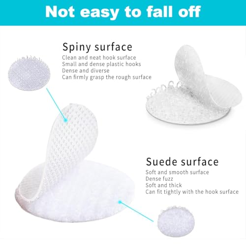 Image of Zibuyu 100 Sets of 2 cm White Round Self-Adhesive Hook and Loop Dots
