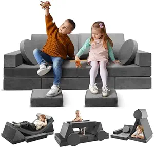 Modular Kids Play Couch 18pcs Toddler Floor Sofa, Sectional Couch for Children Bedroom and Playroom Furniture for Playing, Creativing, Convertible Foam and Floor Cushion for Boys and Girls