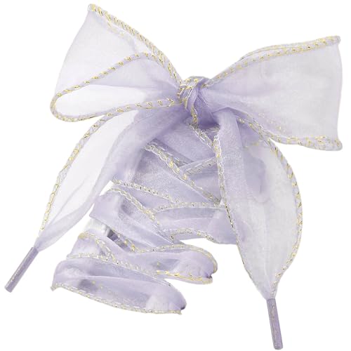 WEGOODZF Flat Sheer Shoe Laces: 2 Pairs 47'' Gold Edge Pale Purple Shoelace by WEGOODZF - Used condition - US$7.86