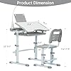 Real Relax Height Adjustable Desk and Chair, Childs School Student Sturdy Table Grey #2