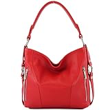 modamoda de T202 Damen Leder Henkeltasche Schultertasche handmade in Italy, Farbe:Signalrot