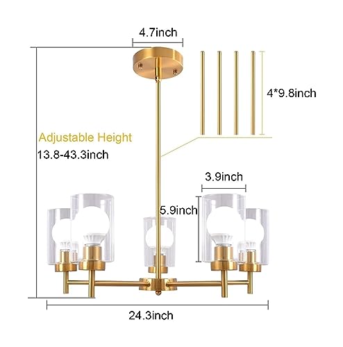 Suspension en or et verre haut de gamme pour grand plafond de salle à manger