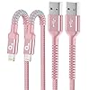 Paquete de 2 cables de carga para iPhone de 3 pies, cable USB a Lightning trenzado extra duradero, [certificado MFi de Apple], cable de carga USB A a Lightning para iPhone 14 13 12 11 8 7 Pro Max y