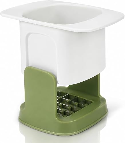Manual Vegetable Chopper with Stainless Steel Blade Grid (White)
