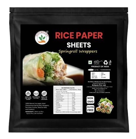 Rice Paper Sheets 200g | Gluten-Free Spring Roll Wrappers, 22cm | for Fresh Rolls, Fried Wraps, Dumplings & Vietnamese Dishes.