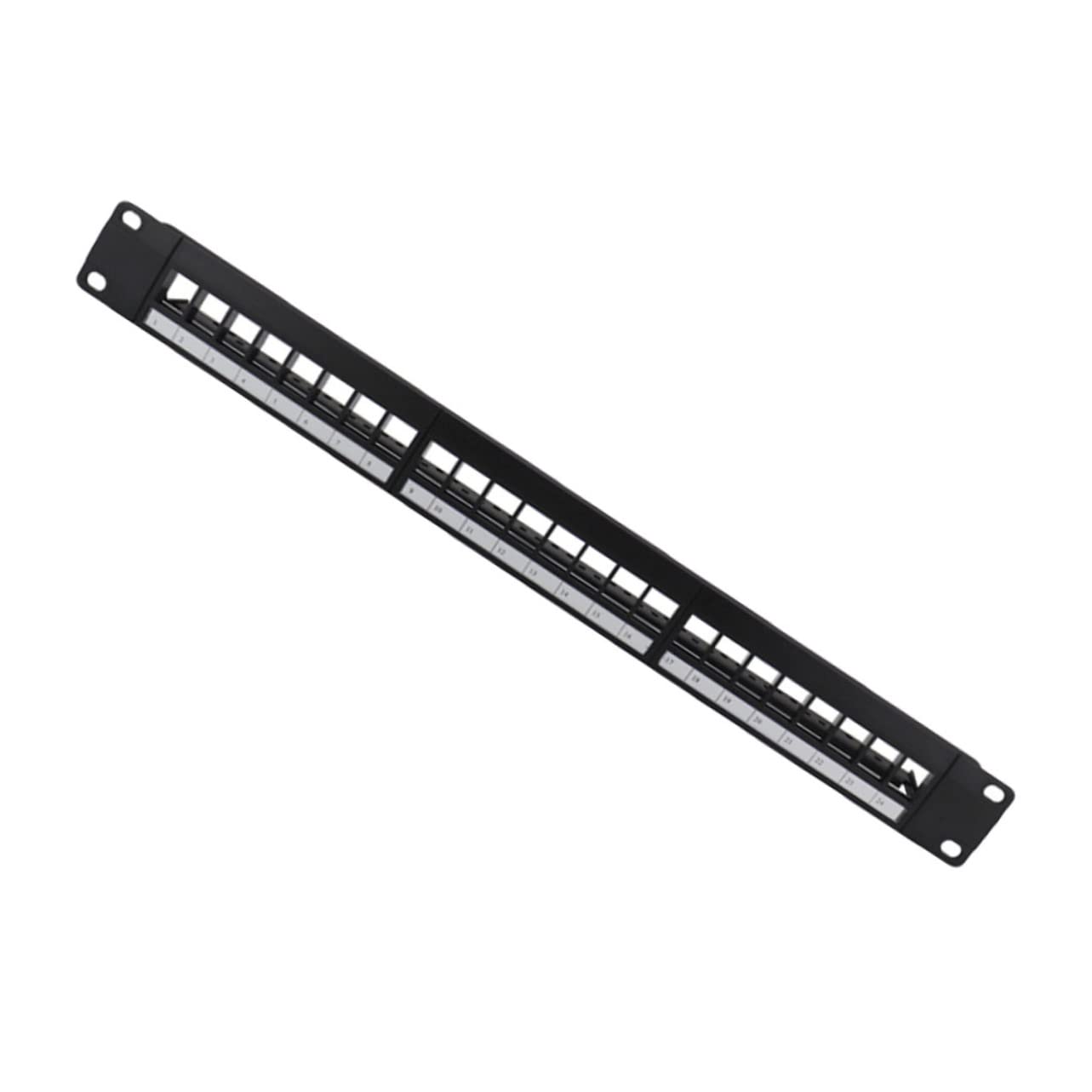 Panneau de Brassage Ethernet 19 Pouces, 24 Ports, Métal Noir, Montage en Rack, Non, pour Câbles Cat 5e à Cat 7