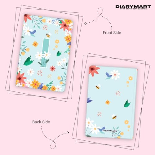 Image of Initial I Premium Soft Bound Notebook Diary for Girls and Women (B6, 90 GSM, 160 Ruled Pages) Floral Design Notebook Journal Diary