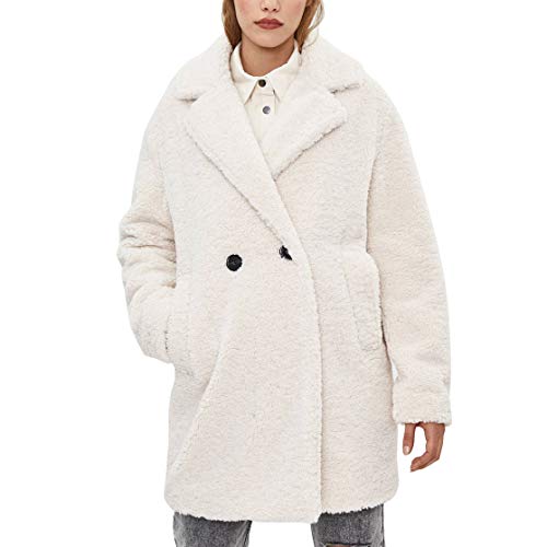 Long Faux Fur Coat Women Winter Fashion Snow Warm White Fluffy Fuzzy Fleece Jackets Outerwear Oversized Plus Size (Beige, Medium)