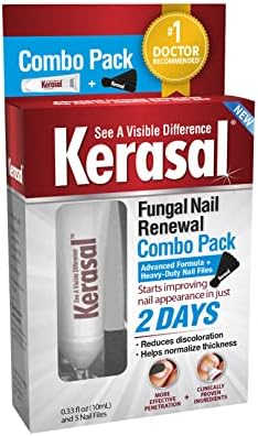 Kerasal Nail Renewal and Nail File Combo Pack, Restores Appearance of Discolored or Damaged Nails, 5 Heavy Duty Nail Files, 0.33 fl oz, Clear