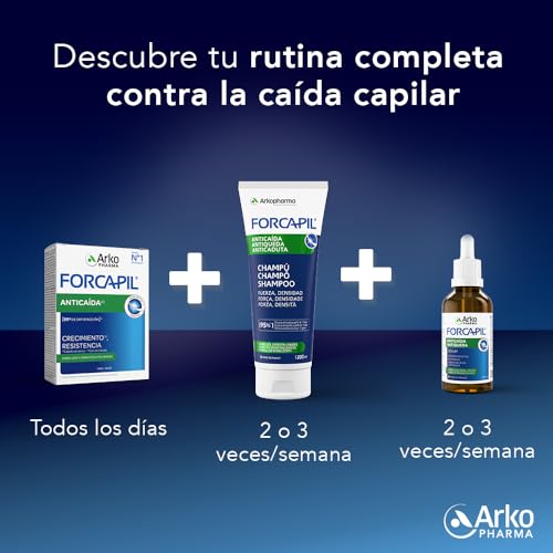Miniatura 10 de Arkopharma Forcapil Anticaída Pack Tratamiento 3 Meses, Ayuda A Reducir Caída Del Cabello, Crecimiento, Resistencia Anclaje, Alta Concentración En Biotina, Complemento Alimenticio