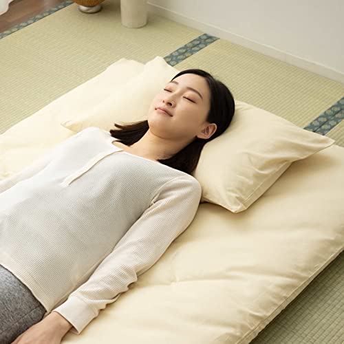 Emoor Fitted Sheet For Japanese Futon Mattress Presso Twin/Twin-Long Made In Japan 100% Cotton (Ivory), Tatami Floor Sleeping Mat Cover #TOP5