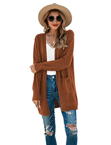 Image of TASAMO Cardigan Sweaters for Women Long Sleeve Open Front Casual Knit Fall Coat Oversized Soft Outwear with Pockets