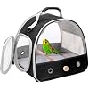 Bird Travel Carrier, Portable Small Bird Parrot Parakeet Carrier with Standing Perch and Soft Mat, Side Access Window Collapsible to Carry and Transport Birds Vet Visit