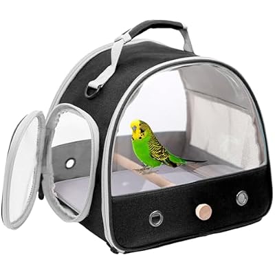 Bird Travel Carrier, Portable Small Bird Parrot Parakeet Carrier with Standing Perch and Soft Mat, Side Access Window Collapsible to Carry and Transport Birds Vet Visit