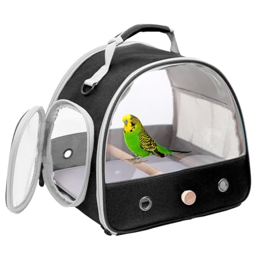 Bird Travel Carrier, Portable Small Bird Parrot Parakeet Carrier with Standing Perch and Soft Mat, Side Access Window Collapsible to Carry and Transport Birds Vet Visit by halinfer - Used condition - US$16.13