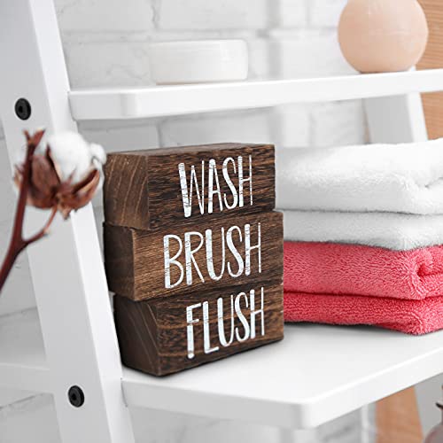 J Jackcube Design Wash Brush Flush Bathroom Signs, Funny Farmhouse Classic Rustic Wooden Sign Box- Bath Home Vintage Decor Sign Art With Sayings- Mk1066A #TOP3
