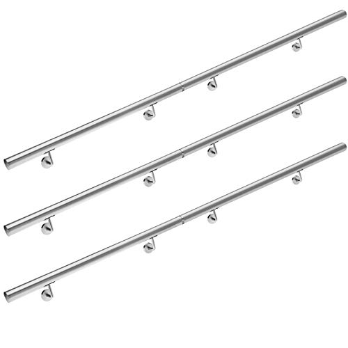 Monzana Pasamanos de acero inoxidable barandilla de pared para escalera 600 cm con soporte de pared resistente interior