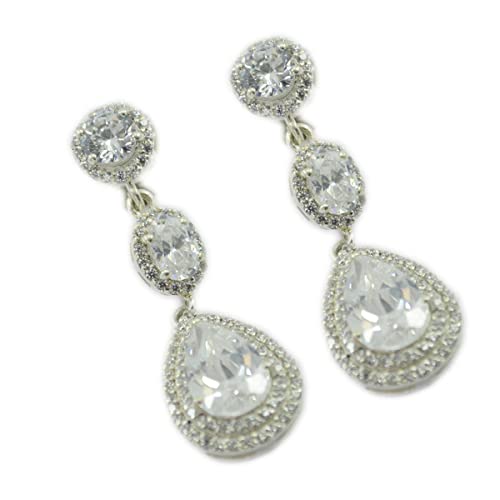 Boucle d'oreille en argent 925 et cz blanc taille poire éclat d'exception - 2