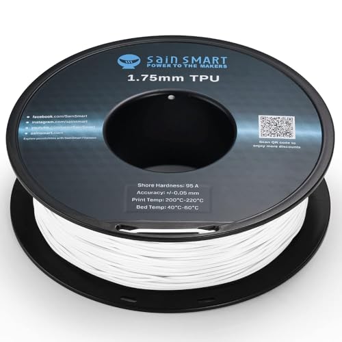 image for SainSmart - 101-90-158 White Flexible TPU 3D Printing Filament, 1.75 m