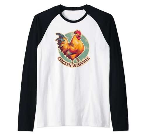 Pollo Susurrador Granjero Amante de Pollo Retro Vintage Divertido Camiseta Manga Raglan