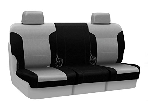 Coverking Custom Fit Front 40/20/40 Seat Cover for Select Ford Models - Premium Leatherette 2-Tone (Light Gray with Black Sides)