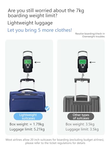 Image of LIGHTGO 20 Inch Carry On Luggage, Ultra Light Softside Suitcase with Spinner Wheels, 20x14x8 Inches Including Wheels for Airline Approved, TSA Lock, Water Resistant Luggage for Women Men, Navy Blue