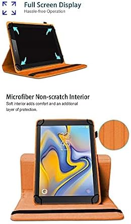 Universal 7 Inch Tablet Case - Premium PU Leather 360 Degree Rotating Stand Folio Wallet Cover Android Tablets, Smooth Interior Fit for Kindle eReader Fire Lenovo/Sony E-Book (Orange)