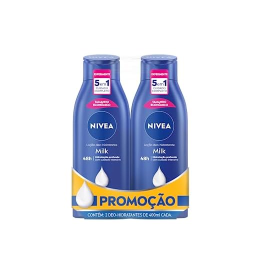 Kit com 2 Loções Hidratantes Milk Pele Seca a Extrasseca 400Ml Cada, Nivea