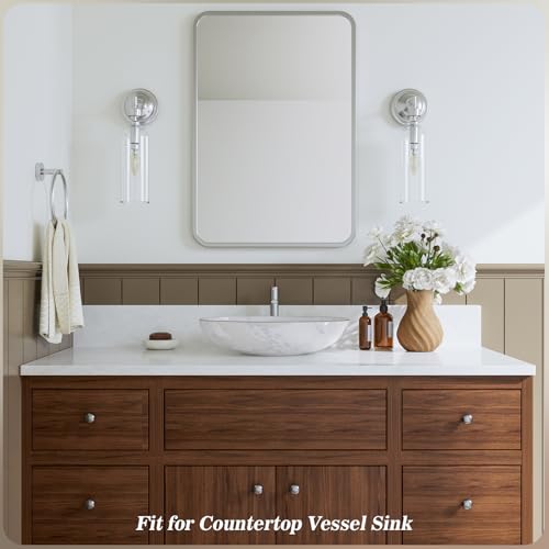 Phiestina Brushed Nickel Vessel Sink Faucet, Tall Bathroom Faucets 1 Hole Single Handle Above Counter Sink Bathroom Faucet, with Pop Up Drain and Water Supply Line,NS-SF03-V-BN by phiestina - Used condition - Image 8