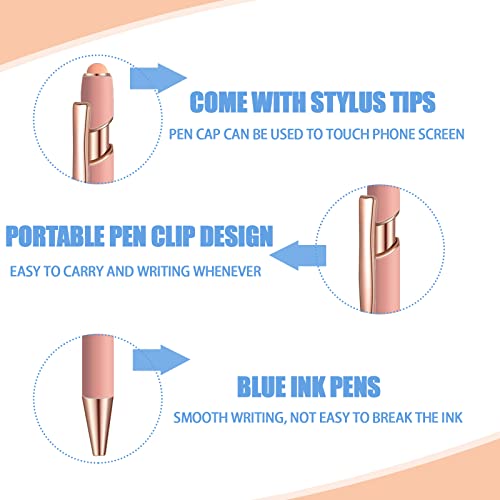 Lragvtbk 8 Pcs Blue Ink Ballpoint Pen With Stylus Tip 2 In 1 Stylus Ballpoint Pen Metal Pens Stylus Pen For Touch Screens School Office Coworkers (Pink Rose Gold) #TOP2