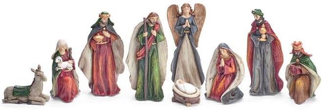 burton+BURTON Nativity Figurine Set in Gift Boxed, 9 Pieces, Resin, Multicolor