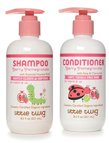 Little Twig Berry Pomegranate Shampoo & Detangling Conditioner Bundle with Chamomile and Jojoba Oil, 8.5 fl. oz. each