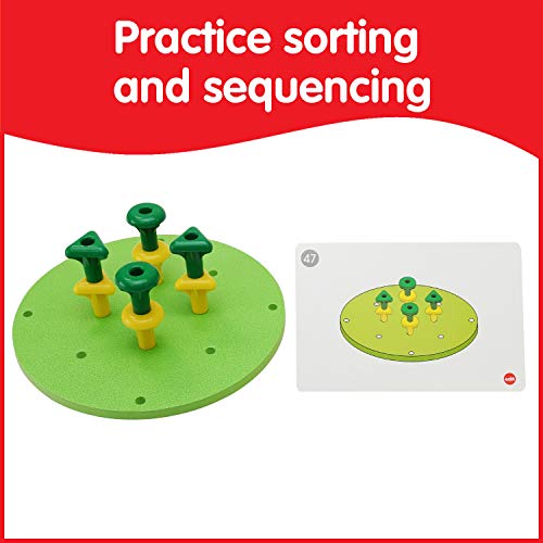 Image of edxeducation FunPlay Geo Pegs - Homeschool Kit for Toddlers - 18m+ - 24 Plastic Pegs + 2 Pegboards + 50 Activities + Messy Tray