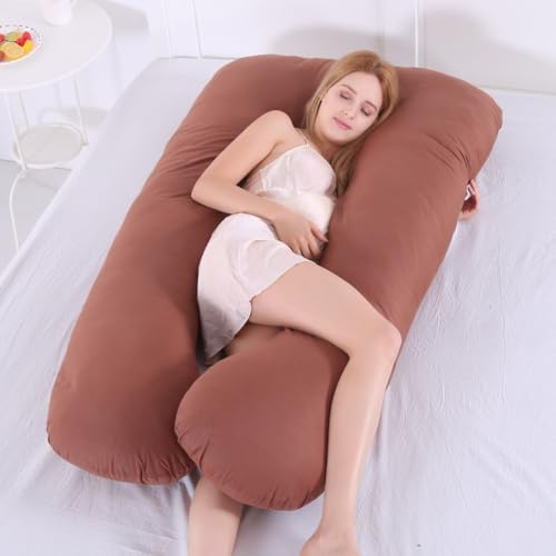 Hidrrdc 抱き枕 妊婦 U字型抱き枕 、全身枕、授乳クッション、妊娠抱きまくら、マタニテイー抱き枕 だきまくら妊婦 快眠 グッズランキング 背もたれ 腰枕 多機能 だきまくら 男性用 女性用 横向き寝 洗える枕カバー (ブラウンです)